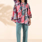 trueBrowns Green Cotton Ikat Flared Co-ord Set - Swadesiicart