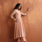 trueBrowns Blush Pink Tissue Flared Anarkali Kurta Set | Swadesiicart