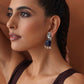 trueBrowns Silver Tone Turquise Stone Earrings - Swadesiicart