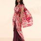 trueBrowns Maroon Muslin Ikat Ready to Wear Saree | Swadesiicart