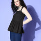InWeave Black Shoulder Tie-Up Top - Swadesiicart