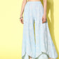Ahalyaa Women Off White & Blue Floral Printed Flared Ethnic Palazzos | Swadesiicart