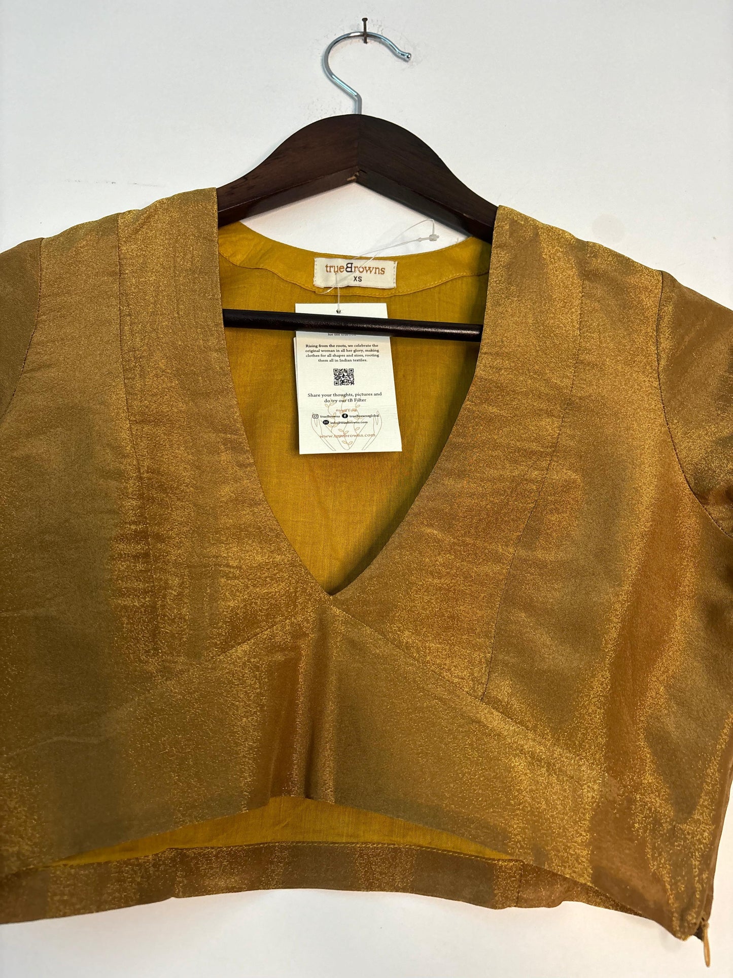 trueBrowns Gold Tissue Blouse | Swadesiicart