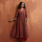 trueBrowns Maroon Flared Anarkali Kurta Set | Swadesiicart