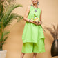 InWeave Women's Lime Green Short Kurta Palazzo Set - Swadesiicart