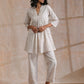 trueBrowns White With Small Floral Booti Print Cotton Pleated Co-Ord Set - Swadesiicart