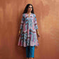 trueBrowns Blue Print Flared Anarkali Kurta Co-ord Set - Swadesiicart