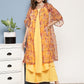 InWeave Women's Cassatta Yellow Cr Strappy Set With Mustard Brown Cape - Swadesiicart