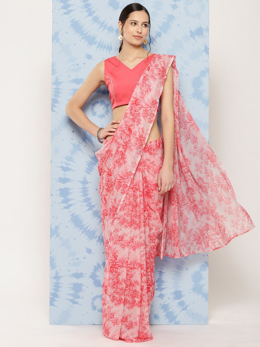Ahalyaa Floral Poly Chiffon Saree | Swadesiicart