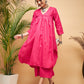 InWeave Women's Fuchsia Flared Kurta Palazzo Set - Swadesiicart
