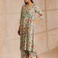 trueBrowns Seafoam Green Overall Floral Block Print Cotton Angrakha Pant Set | Swadesiicart