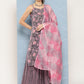 InWeave Women's Mauve Abstract Strappy Set With Dupatta - Swadesiicart