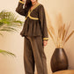 InWeave Women's Brown Mughal Shaan Style Velvet Short Kurta Set - Swadesiicart