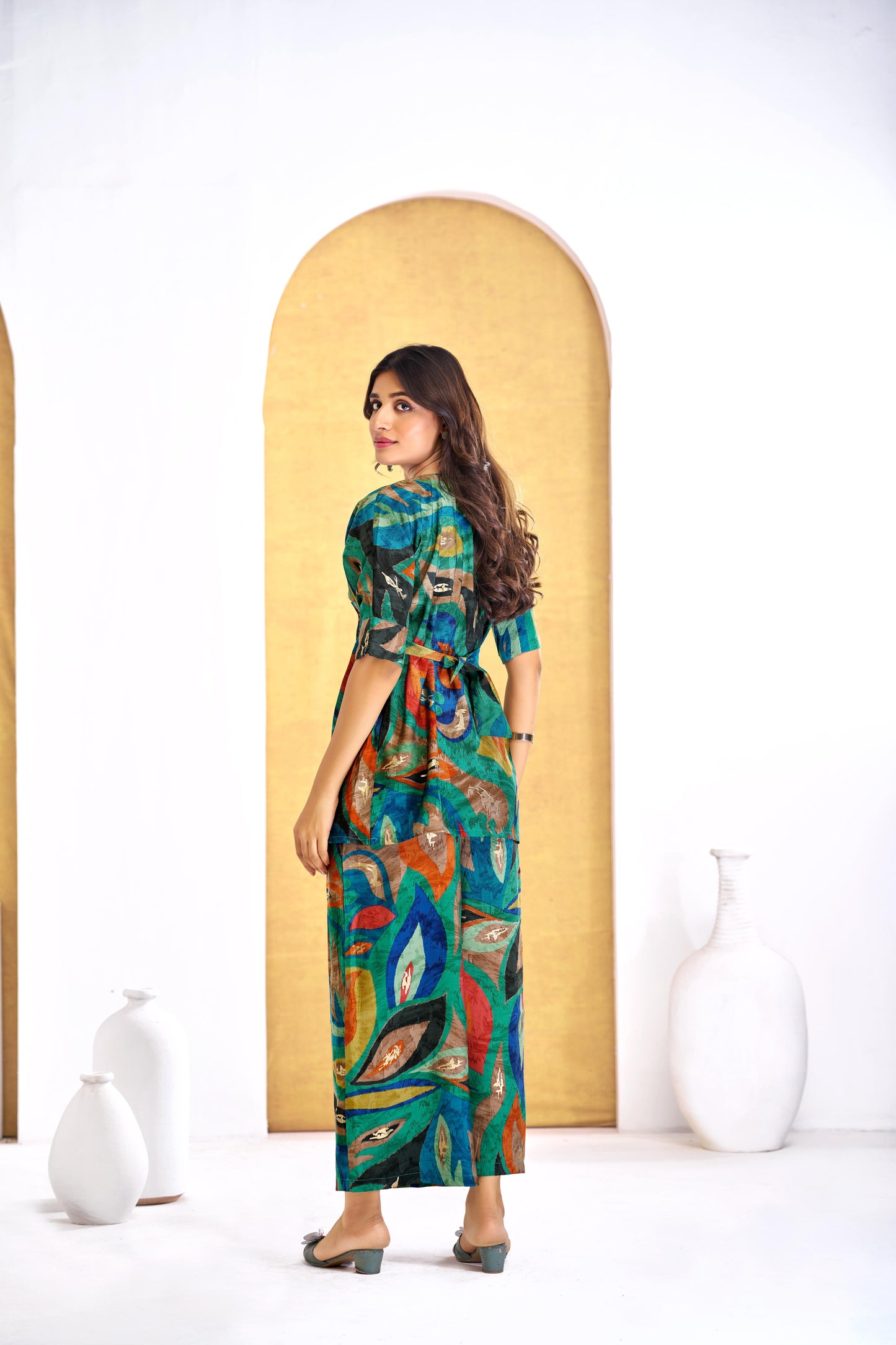 BulBul Kalki Green Chanderi Co-Ord Set - Swadesiicart