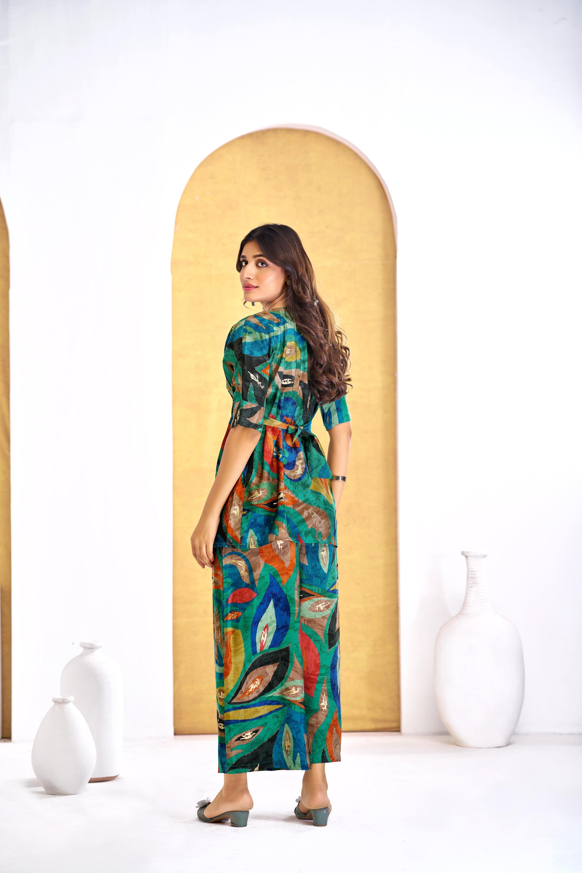 BulBul Kalki Green Chanderi Co-Ord Set - Swadesiicart