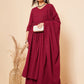InWeave Women's Maroon Chikankari Long Anarkali Kurta Palazzo Set W Dupatta - Swadesiicart