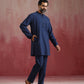 trueBrowns Men's Navy Cotton Mandarin Collar Kurta Co-ord set - Swadesiicart