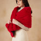 InWeave Women's Cherry Red Long Faux Fur Cape - Swadesiicart