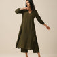trueBrowns Olive Green Slub Texture Kurta Pant Set | Swadesiicart