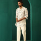 trueBrowns Men's Ivory Floral Cotton Printed Co-ord Set - Swadesiicart