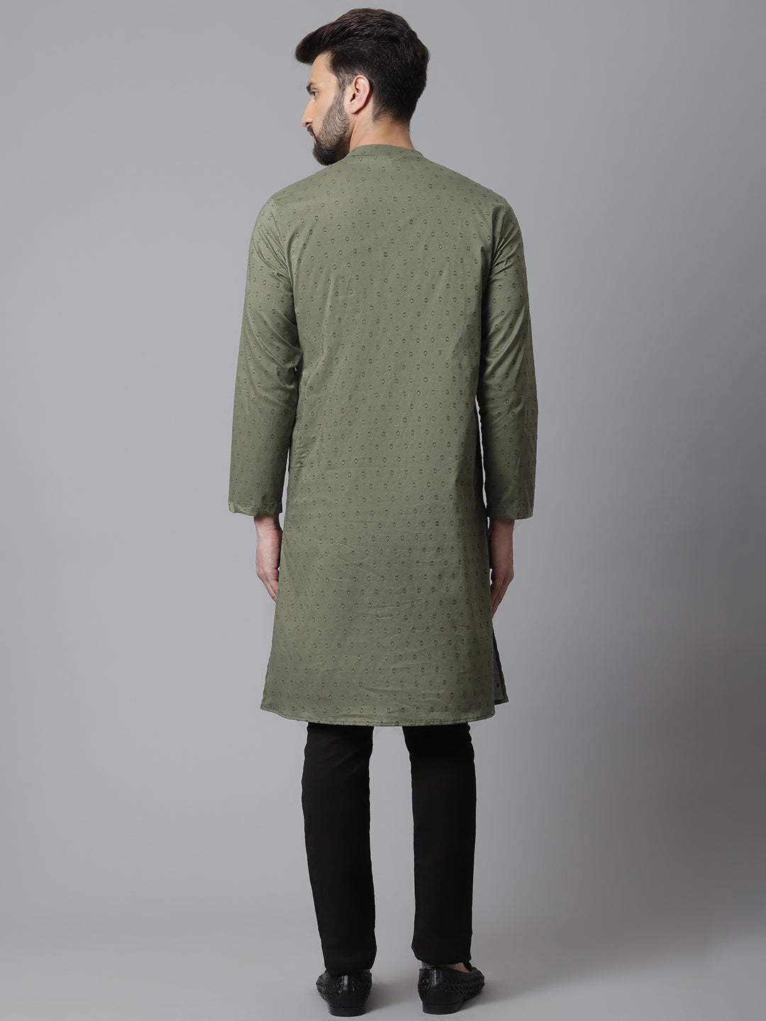 Even Apparels Green Sherwani Kurta With Asymetrical Cut | Swadesiicart