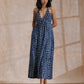 trueBrowns Indigo Dabu Floral Print Cotton Sleeveless Dress | Swadesiicart