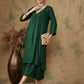 InWeave Women's Pine Green Lurex Flared V Neck Kurta Palazzo Set - Swadesiicart