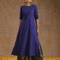 trueBrowns Spectrum Blue Gold Cotton High Slit Kurta Set | Swadesiicart