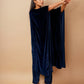 trueBrowns Navy Blue Velvet Embroidered Kaftan Kurta Set | Swadesiicart
