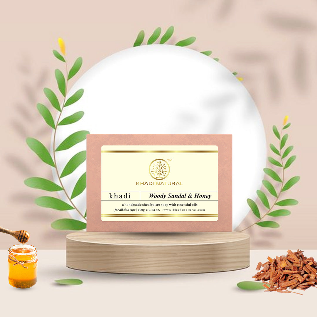 Khadi Natural Woody Sandal & Honey Soap Combo Pack Of 5 – 100gm Each