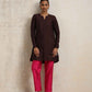 trueBrowns Cola Silk Kurta Co-ord Set - Swadesiicart