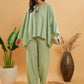 InWeave Women's Sage Green Kantha Boho Full Sleeve Coord Set - Swadesiicart