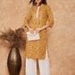 InWeave Women's Mustard Green Lace Gota Work Straight Kurta - Swadesiicart