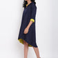 trueBrowns Linen Cotton Blue Collared Dress | Swadesiicart