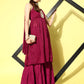 InWeave Women's Maroon Gota Insert Neckline Sharara Set - Swadesiicart