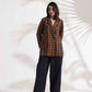 trueBrowns Black Cotton Print Jacket Top Co-ord Set - Swadesiicart