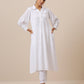 trueBrowns Cotton White Weave Collar Kurta Pant Set | Relove | Swadesiicart