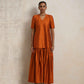 trueBrowns Orange Silk Sharara Dupatta Set | Swadesiicart