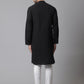 Even Apparels Black Pure Cotton Kurta With Band Collar | Swadesiicart