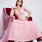House of Panchhi Pink Net Sequins, Zarkan And Thread Embroidery Lehenga Choli & Dupatta | Swadesiicart