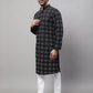 Even Apparels Black Pure Cotton Kurta With Band Collar | Swadesiicart