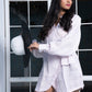 Noroke Linen Lilac Gold Wrap Shirt Dress | Swadesiicart