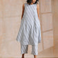 trueBrowns Multi Grey On Grey Ikat Print Cotton High-Low Co-Ord Set - Swadesiicart