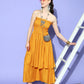 InWeave Women's Mustard Mirror Work Off Shoulder Kurta Set - Swadesiicart