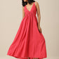 trueBrowns Bright Pink Slub Texture Sleeveless Dress | Swadesiicart