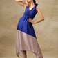 trueBrowns Blue and Grey Textured Silk Sleeveless Round Hemline Kurta Pant Set | Relove | Swadesiicart