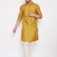 Even Apparels Mustard Yellow Pure Cotton Kurta With Band Collar | Swadesiicart
