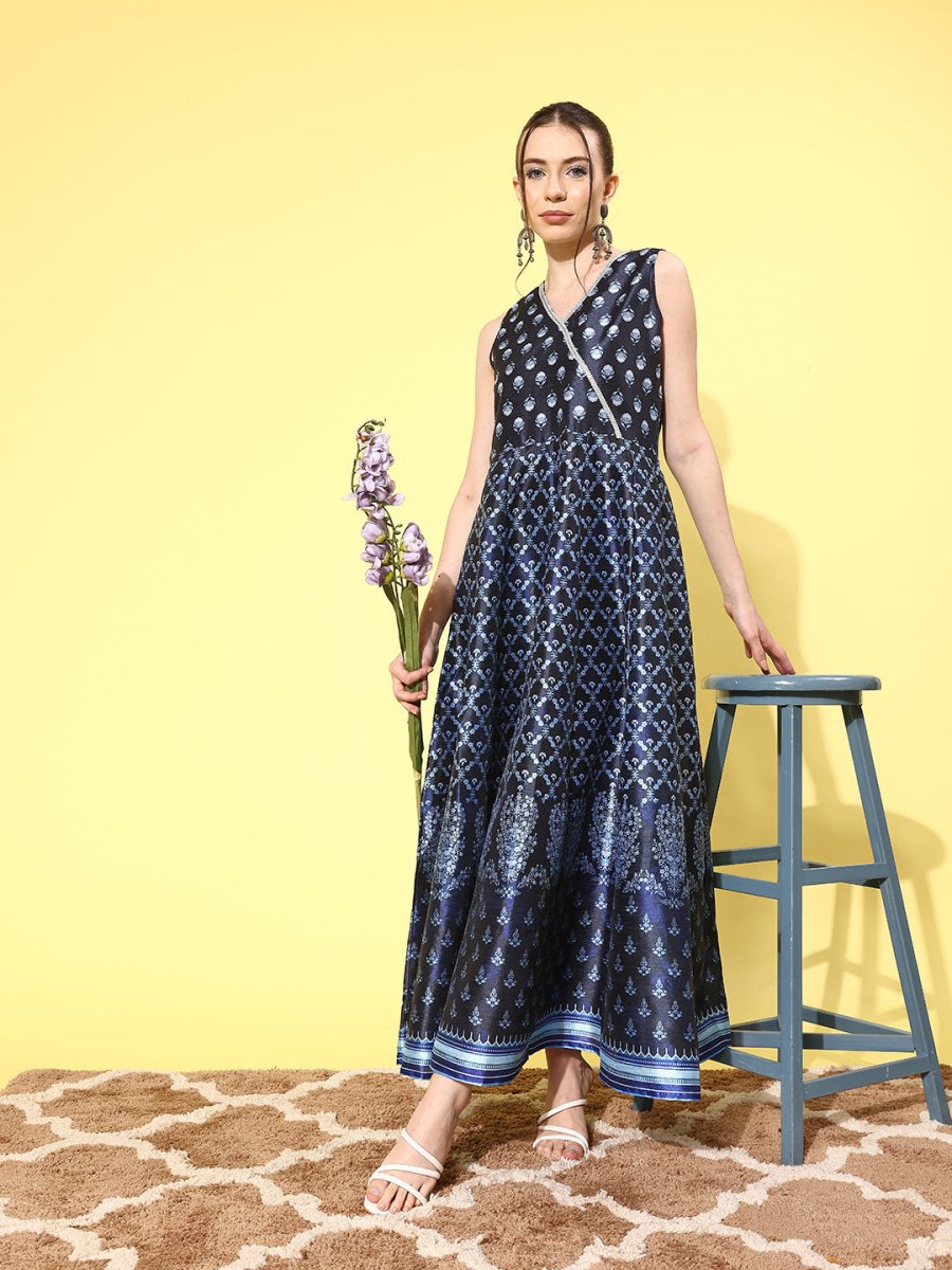 Ahalyaa Floral Printed Maxi Ethnic Dress | Swadesiicart