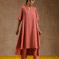 trueBrowns Blush Gold Cotton Relaxed High-Low Kurta Set | Swadesiicart