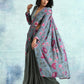 trueBrowns Grey Printed Velvet Ready to Wear Saree | Swadesiicart